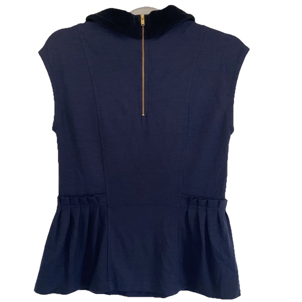 Marc by Marc Jacobs Vintage Top Peter Pan Collar Pleats Preppy Small Navy Blk Sm - Picture 6 of 12